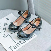 LBSFY  - Fashion Classic High Heels Kids Leather Shoes Spring Autumn Child Party Wedding Shoes Solid Performance Dance Shoes for Girls